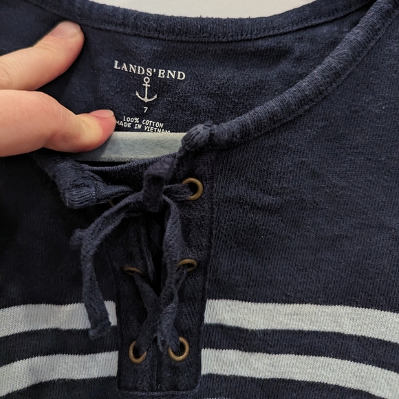 LANDS' END girls popover blue knit dress size 7 - Picture 2 of 3